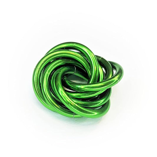 Möbii Fidget Ball (Solid Color): Quiet Mobius ADHD Anxiety Stim Stress Relief Toy Tool for Home Travel Office or Desk (Small, Half, Emerald)