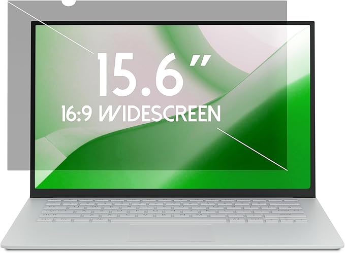 15.6 Inch Laptop Privacy Screen Shield for 16:9 Wide Display - Anti Glare Computer Privacy Screen Cover | Blue Light Blocking Screen Protector | Scratch Resistant UV Filter | Attachment Type