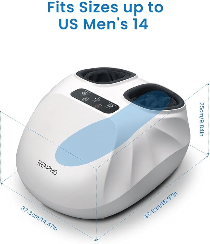 RENPHO Foot Massager Machine with Heat [2025 Upgraded], Shiatsu Foot Massager for Plantar Fasciitis, Birthday Gifts for Women, Wireless Control, FM069R-WH