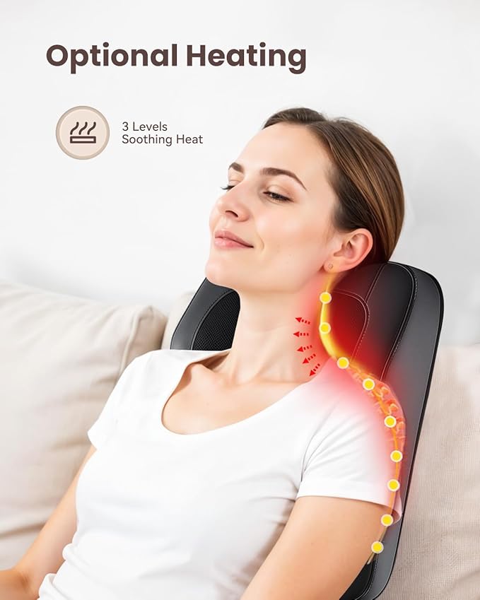 COMFIER Back Massager for Back Pain Deep Tissue 3D Shiatsu Neck Back Massager with Heat & Vibration Massager for Neck Shoulder Back Massage for Chair Heated Massage Cushion, Gifts/Presents for Mom Dad