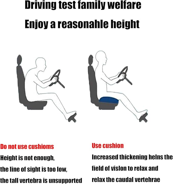 with Carry Handle Comfortable Cushion for Home Office Chair Pad Car Seat Cushion Effectively Increase The Field of View by 12cm/ 4.7in,and Lower Back Fatigue Relief (Navy Blue)