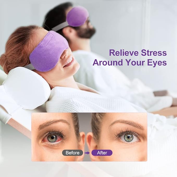 Umisleep Lavender Eye Mask, Aromatherapy Weighted Sleep Mask for Dry Eyes Men Women, Microwave Heated Hot Therapy Eye Cover Moist Compression Pain Relief, Pillow for Puffy Eyes, Sinus Pain, Purple