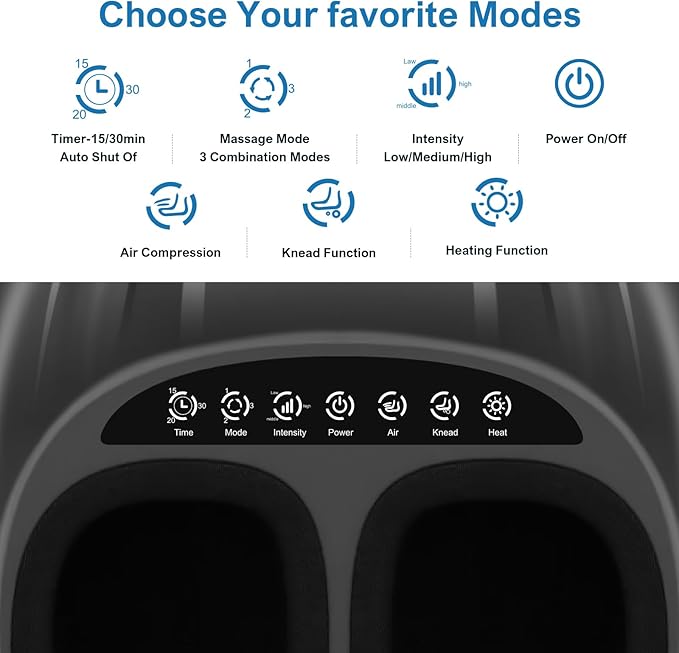 Shiatsu Foot Massager, Foot Massager Machine with Heat, Remote Control, Multiple Massage Modes & Adjustable Intensity, Deep-Kneading Massager Fits Feet Up to Women Size 12, Black/ZL7