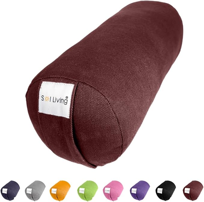 Sol Living Yoga Bolster Pillow for Restorative Meditation - 100% Cotton Cylindrical Cushion with Washable Cover for Balance Support in Asana Poses