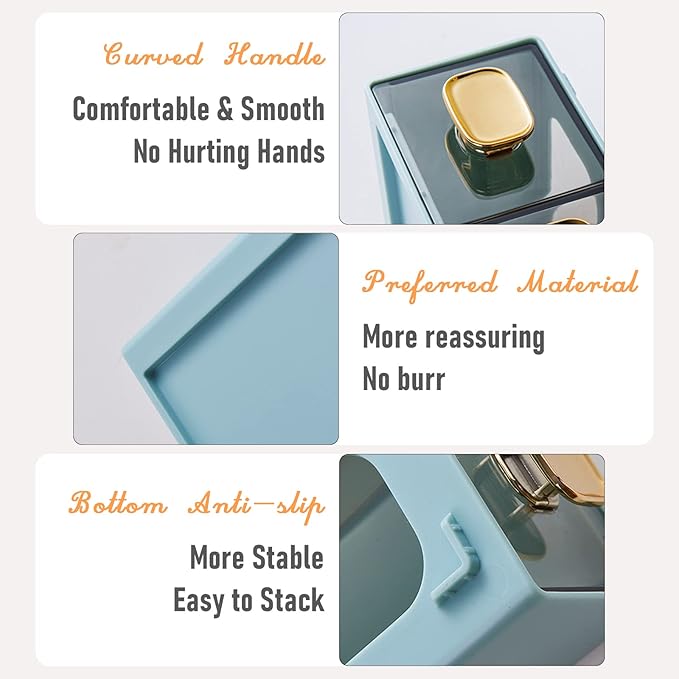 Spacious Desk Drawers, Stackable Desktop Organizer, Plastic Storage Box for Office, School & Home Supplies (2 Middle Drawers, OG & YE)