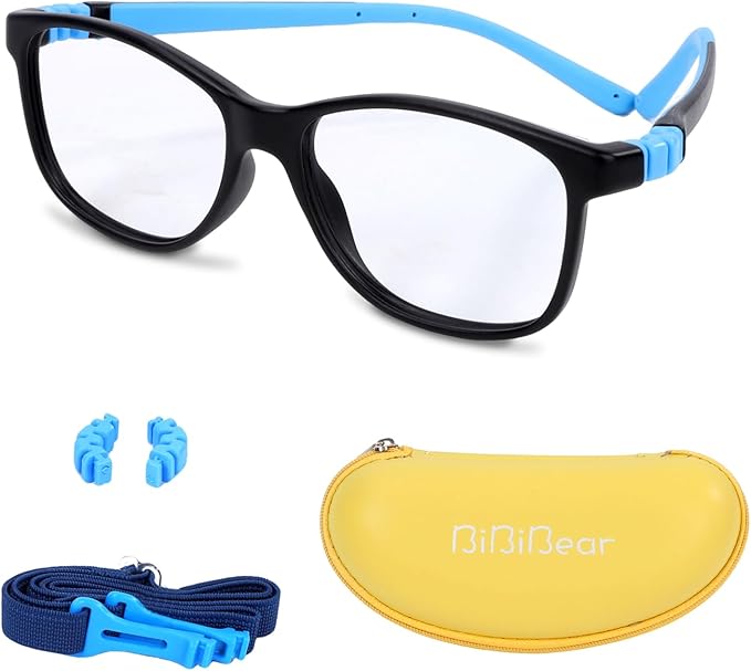BiBiBear Toddler/Kids/Teens Glasses - Unbreakable TR90 Frame, 180° Flexible, Lightweight & Safe Glasses for Kids Age 2-15
