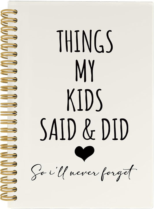 CUANFDDSF Parents Gifts Notebook, Mom and Dad Parents Gifts Journal Notebooks for Note Taking,Writing Pads，Things My Kids Say and Did Hardcover Spiral Notebook 5.5x8.3 Inch