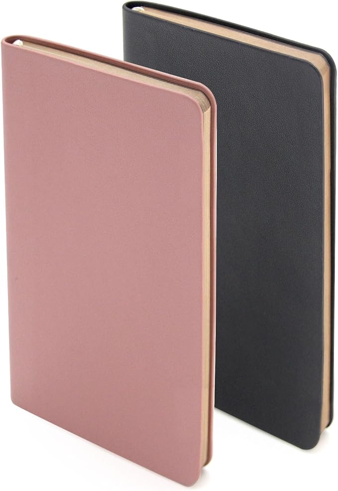 Soft Cover Journal Notebooks 2 Pack A6 Pocket Notebook Small Notebooks Lined Writing Journals 3.1x5.5 Inches 112 Pages Mini Notebooks Journals for Men and Women Travel Office School Black Pink