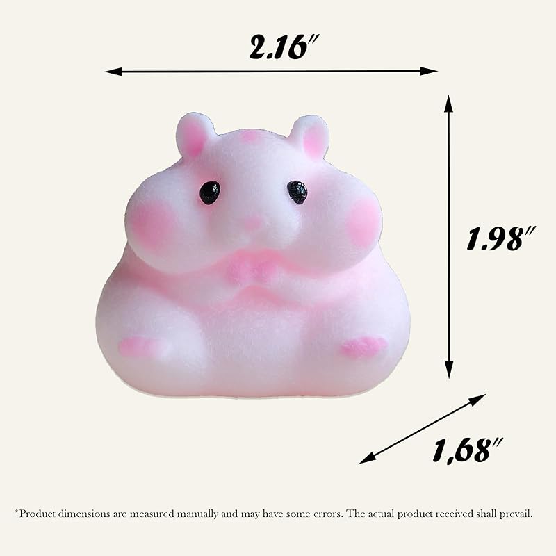 Handmade Flocked Hamster Taba Squishy Toy - Cute Realistic Silicone Animal Fidget Sensory Toy, Ultra-Soft Stress Relief Squeeze Toy for Relaxation Gift (Pink)