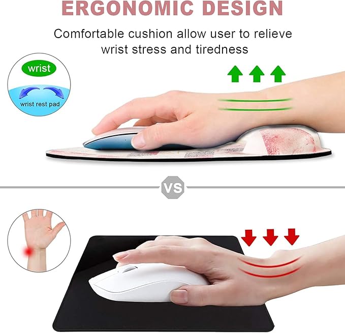 ToLuLu Mouse Pad Wrist Rest Support, Gel Mouse Pads with Non Slip Rubber Base Memory Foam Mousepad, Mouse Wrist Rest Pad for Laptop Computer Home Office Working Gaming Pain Relief, Pink Triangle