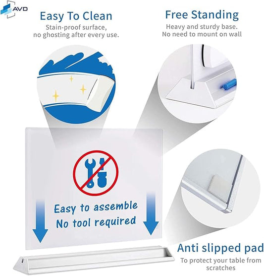 Audio-Visual Direct Magnetic Desktop Memo White Board Planner for Reception & Office (Divider, White)