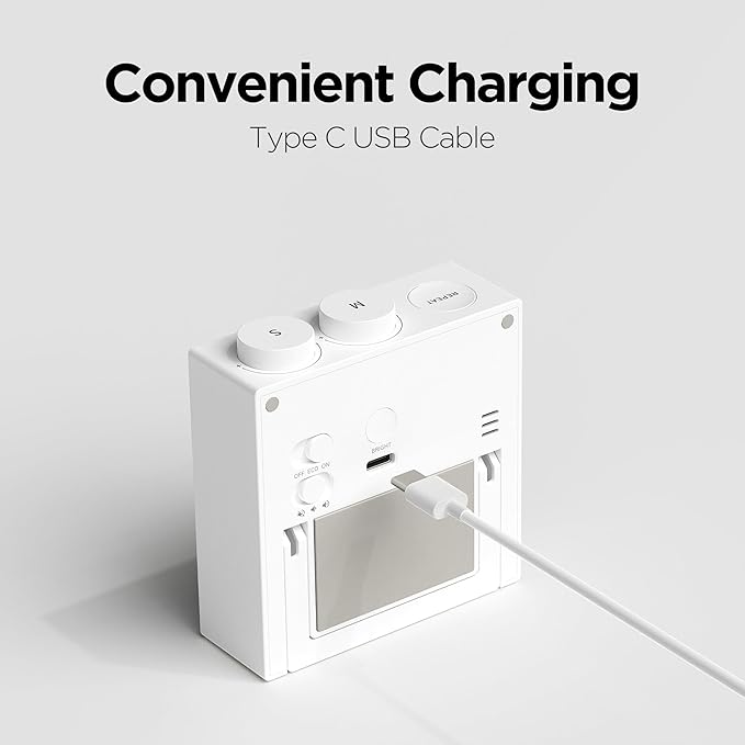 mooas Time Loop Digital Visual Timer, Rechargeable Wireless, LCD Large Display, Portable, Visual Timer, Brightness Adjustment, Count Up/Down, Pomodoro Timer for ADHD, Study, Home Schooling (Black)