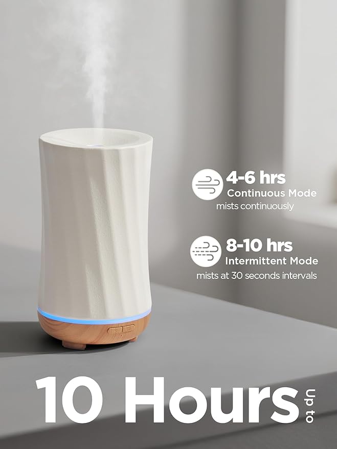 InnoGear 150ml Ceramic Oil Diffuser, Handcrafted Stone Essential Oil Diffuser Aromatherapy Diffusers Ultrasonic Cool Mist Humidifier Vaporizor with 2 Mist Modes for Room Home, White Twist Ceramic