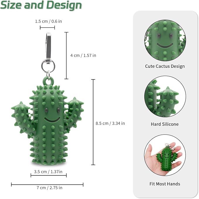 3 PCS Little Ouchies Pain Fidget，Silicone Cactus Stim Tools for Adults, Sensory Pain Stim Fidget Toy , Spiky Grippy Stim Keychain, Anxiety Relief Items Fidget Toys Gift (Darkgrey+Green+Pink)