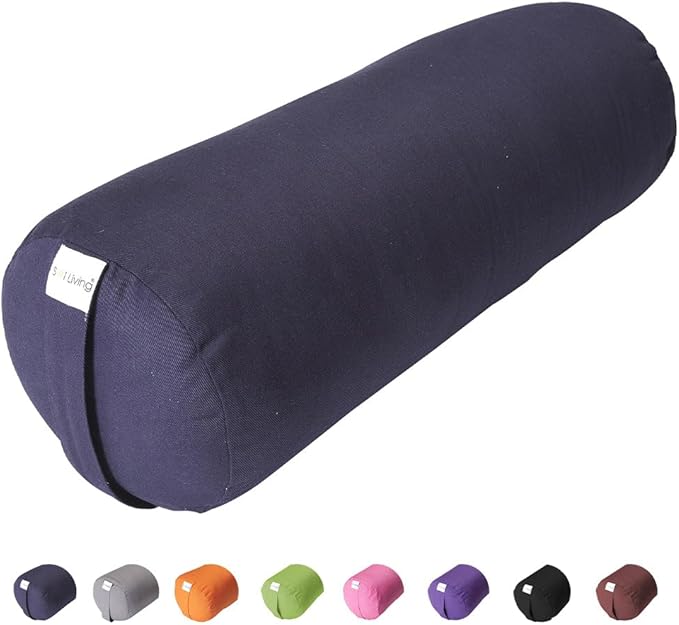 Sol Living Yoga Bolster Pillow for Restorative Meditation - 100% Cotton Cylindrical Cushion with Washable Cover for Balance Support in Asana Poses