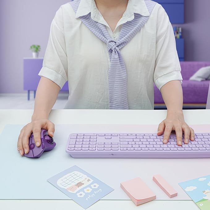 seenda Wireless Trackball Mouse, Bluetooth Rollerball Thumb Control Mice Ergonomic, Rechargeable, Multi Devices Connection Compatible for Mac/Android/Windows Computers - Purple