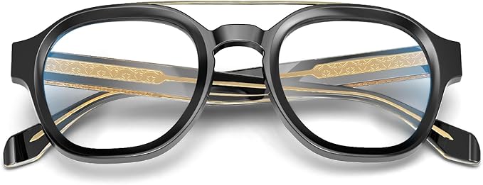 VISOONE Retro Round Anti Eyestrain Metal Medium Eyewear Blue Light Blocking Glasses for Computer Gaming Women Man SANFORD