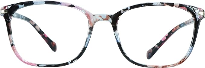 VisionGlobal Blue Light Blocking Glasses for Women, Anti Eyestrain, Computer Reading, TV Glasses, Stylish Square Frame, Anti Glare(+5.50 Magnification)