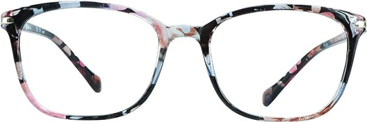 VisionGlobal Blue Light Blocking Glasses for Women, Anti Eyestrain, Computer Reading, TV Glasses, Stylish Square Frame, Anti Glare(+2.75 Magnification)