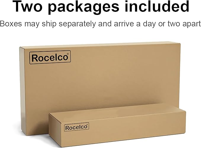 Rocelco 43" Height Adjustable Standing Desk Converter with Dual Monitor Arm Mount - Tall Stand Up Tabletop Riser and Tablet Slot - Computer Workstation - Deep Keyboard Tray - Black (R VADRB-43-DM2)