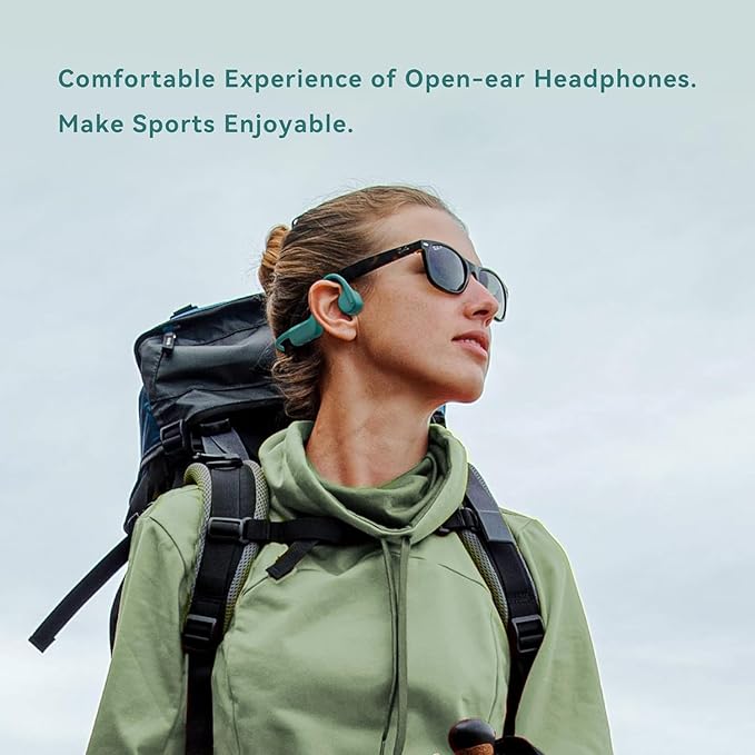 NANK Open-Ear Bone Conduction Headphones, Runner Neo Wireless Bluetooth 5.2 Bone Headphone with Built-in Dual Mic, IP66 Waterproof Headphones 10H Playtime for Running, Walking, Cycling, Workout