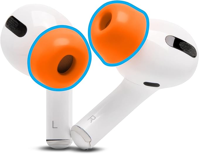 WC TipZ - Upgraded Memory Foam Ear Tips for Airpods Pro Made by Wicked Cushions | Improved Comfort, Tighter Seal, Better Foam Rebound Time | Fits Perfectly in Charging Case | Wicked Orange