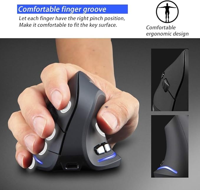 Zeerkeer Vertical Gaming Mouse Vertical Ergonomic Mouse with Adjustable DPI for Gamer/PC/Laptop/Desktop (Wireless)