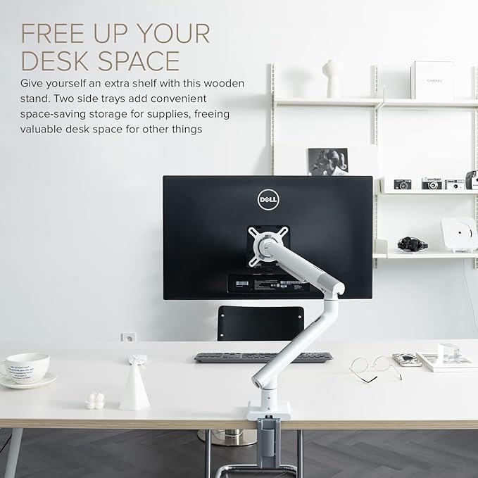 POUT E12 Ultrawide Monitor Arm Mount – Adjustable Full Motion Desk Stand for 17’’-32’’ Displays, Supports 4-22lbs, VESA 75x75mm & 100x100mm (Grey/Black)