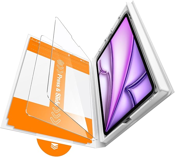 iGluz 2 Pack Screen Protector for iPad Air 13"(7th/6th Gen.) M3/M2 2025/2024 9H+ Tempered Glass Screen Protector with Easy-Install Box[12FT Military Grade Shatterproof] HD Clarity,Scratch Resistant