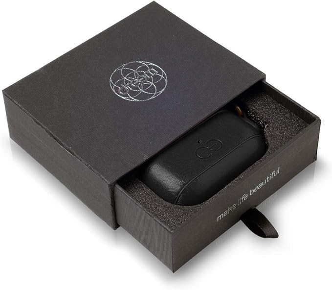 Dreem Om Case Cover with Keychain Clip Compatible with AirPods Pro 2/Pro, Protective One-Piece Hard Shell, Luxury Vegan Leather AirPod Pro Case 2nd/1st Generation with Separate Clip [Black]