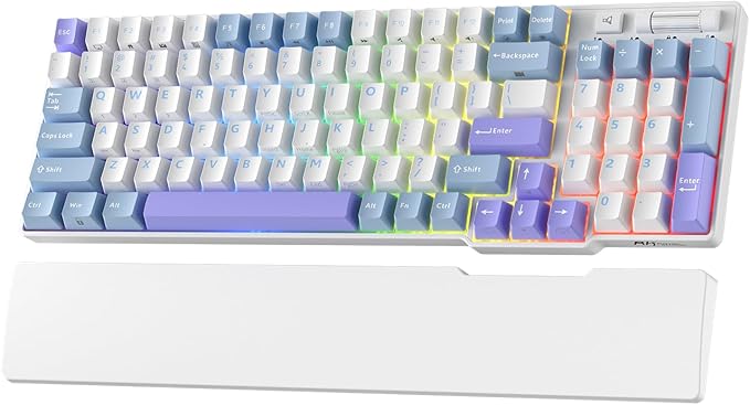 RK ROYAL KLUDGE RK96 RGB Limited Ed, 90% 96 Keys Wireless 3-Mode BT5.0/2.4G/USB-C Hot Swappable Mechanical Keyboard w/Wrist Rest, Volume Control, Software, Massive Battery, RK Pale Green Switch