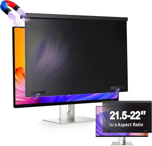 5A Magnetic Computer Privacy Screen Filter 21.5-22 Inch for Computer Monitor, Eye Protection Anti Glare Blue Light Computer Privacy Shield Panel, Removable Anti-Scratch Protector