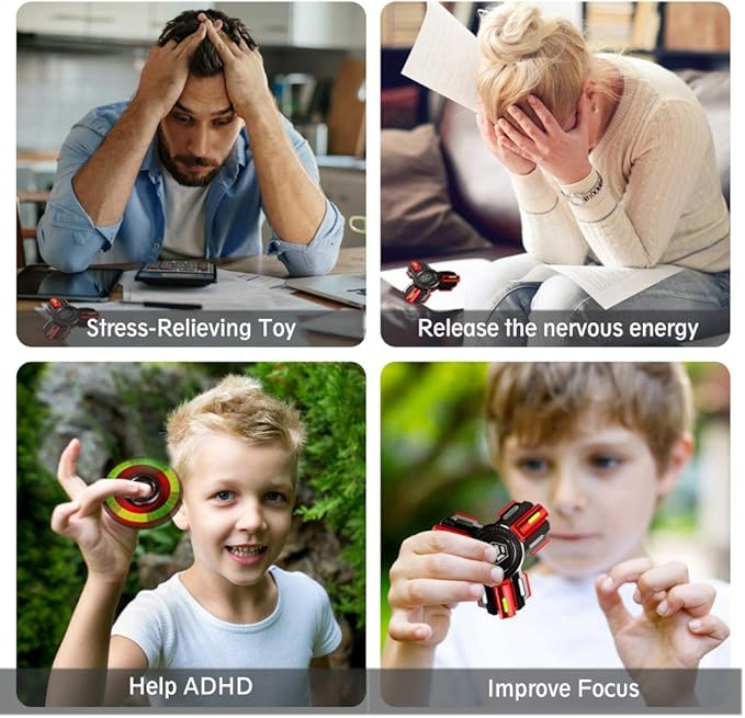 Fidget Spinners, Fidget Spinner Gifts for Adults and Teens, Stress Anxiety ADHD Relief Figets Toy, Metal Finger Hand Spinner Toys with Luminous Light, Spinner Absorb Solar Light Then Release in Dark