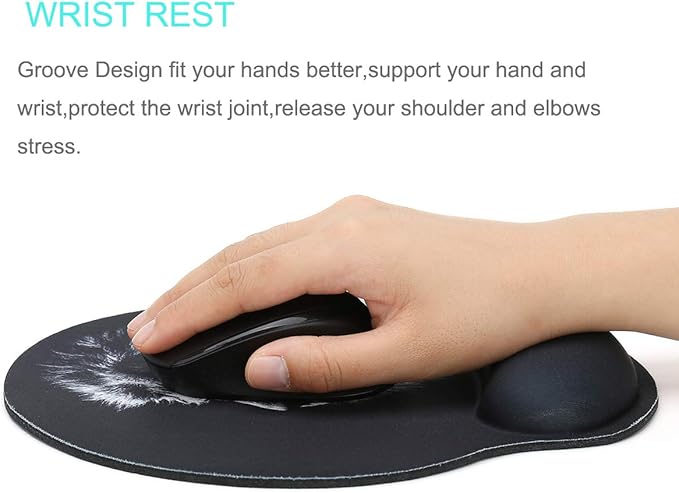 RICHEN Memory Foam Mouse Pad with Wrist Support,Ergonomic Mouse Pad with Wrist Rest,Non-Slip Rubber Base for Computer Laptop & Mac,Lightweight Rest for Home,Office & Travel (Lion)