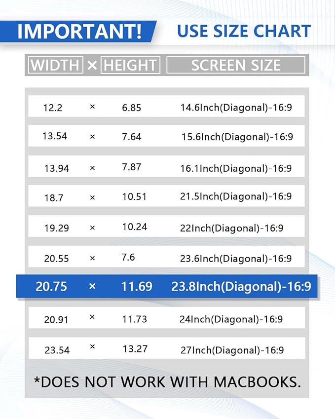 [2 Pack] 23.8 Inch Computer Privacy Screen for 16:9 Aspect Ratio Widescreen Monitor, Eye Protection Anti-Glare Blue Light Computer Privacy Filter, Detachable Scratchproof