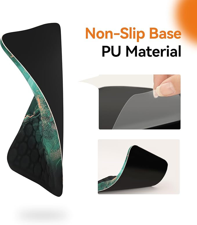 Ospelelf Mouse Pad with Wrist Rest Ergonomic Computer Comfortable Pain Relief Elevated Mousepad Wrist Support Green Gold