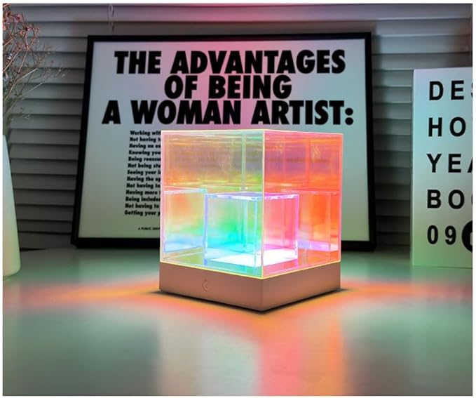 Ulalaza Art Cube Acrylic lamp Decorative Table Lamp Color Changing Touch Lamp Rechargeable Colorful Modern Night Light for Bedroom Living Room Party Dinner Decor Creative Lights