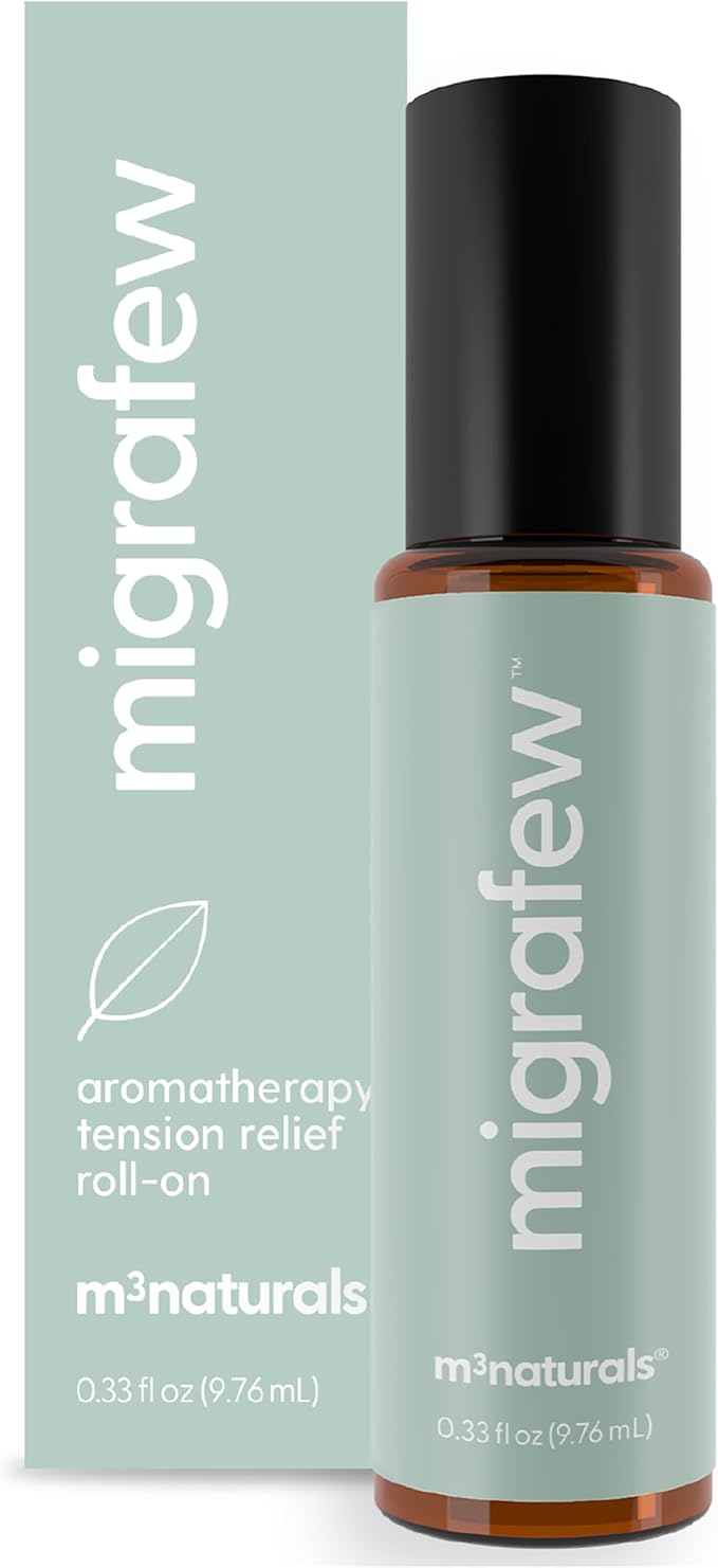 MigraFew Aromatherapy Migraine Roll On | Compact Headache Relief with Cooling Metal Roller for Head Tension and Pressure, Made with Peppermint, Spearmint and Lavender Essential Oils (0.33 FL oz) by M3