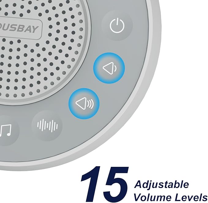 Housbay Glows White Noise Sound Machine, 31 Soothing Sounds, 5W Loud Stereo Sound, Sleep Timer, Small Travel Sleep Machine & Noise Canceling for Sleeping, Relaxation-Gray