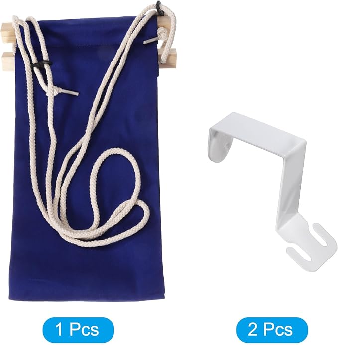 PATIKIL Foot Hammock Under Desk, Adjustable Foot Rest Sling with Hooks Portable Desk Footrest for Airplane Travel Home Office, Dark Blue Style 1