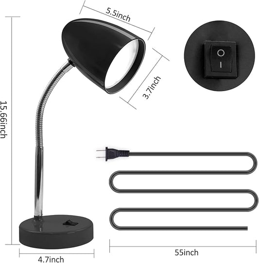 ENERGETIC SMARTER LIGHTING LED Desk Lamp, Flexible Gooseneck with Table lamp, 3.5W 240LM 4000K Cool White Study Lamps for Bedroom and Office, Eye Protection, ETL Listed,Black