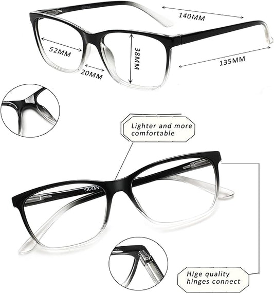 SIGVAN Ladies Reading Glasses Blue Light Blocking Spring Hinge Fashion Pattern Print Eyeglasses for Women