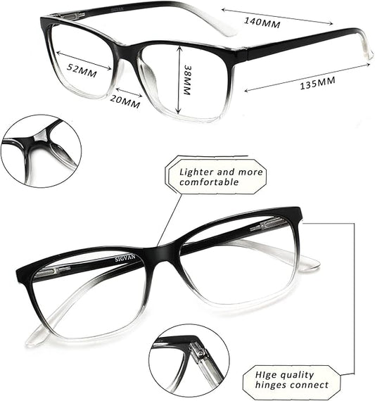 SIGVAN Ladies Reading Glasses Blue Light Blocking Spring Hinge Fashion Pattern Print Eyeglasses for Women