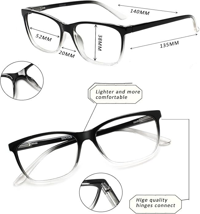 SIGVAN Ladies Reading Glasses Blue Light Blocking Spring Hinge Fashion Pattern Print Eyeglasses for Women