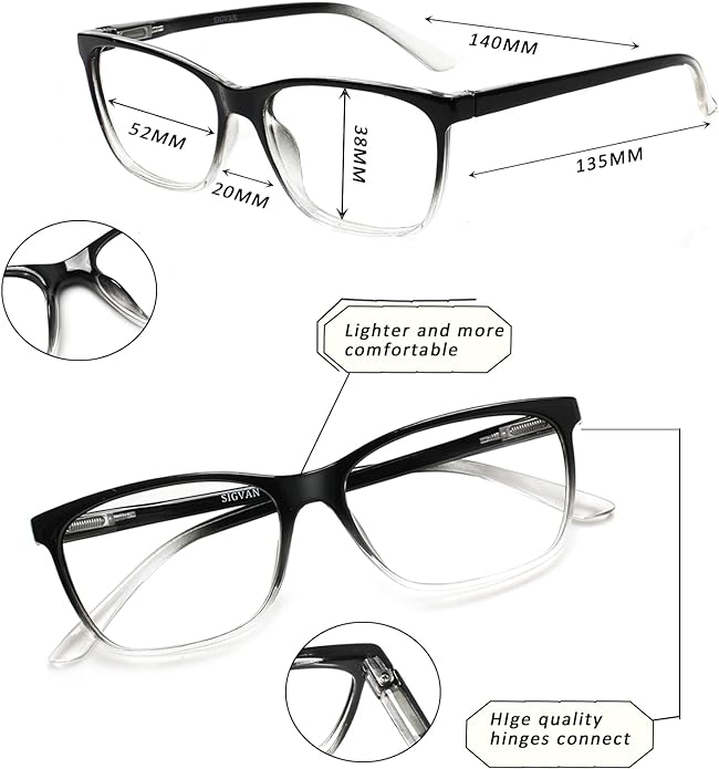 SIGVAN Ladies Reading Glasses Blue Light Blocking Spring Hinge Fashion Pattern Print Eyeglasses for Women