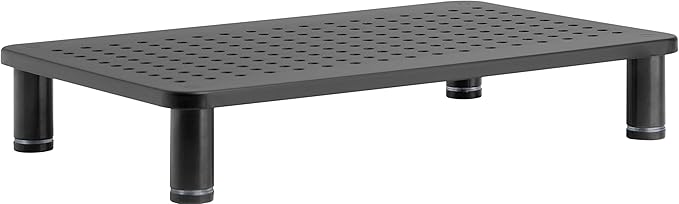 Husky Mounts Monitor Riser Laptop Stand, Adjustable Legs, Stackable, 14.5" x 9.25" x 3.25" Max Height, Matte Black Steel, 1 Stand