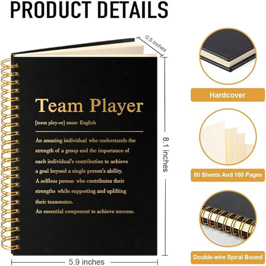 Team Player Definition 160 Blank Pages Spiral Notebook, Teamwork Gifts for Staff, Leader Appreciation Gifts, Thank you Gifts for Female male Boss Leader Manager, Teamwork Gifts for Coworkers