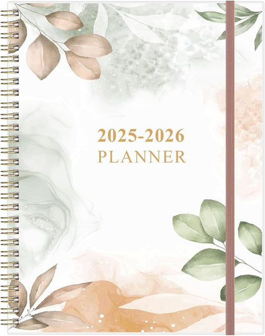 2025-2026 Planner - 17 Months Weekly & Monthly Planner from August 2025 - December 2026, Academic Planner 2025-2026 with Elastic Closure, Inner Pocket, 8.5" x 11", Rose Leaf