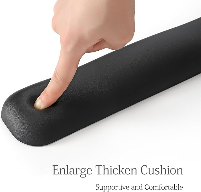 UnivoColors Design-Wave Keyboard Wrist Rest, Artificial Sheepskin+Memory Foam+Ergonomic+Anti-Slip Gel, Resilience Support During Work and Gaming,Keyboard Accessory,Black