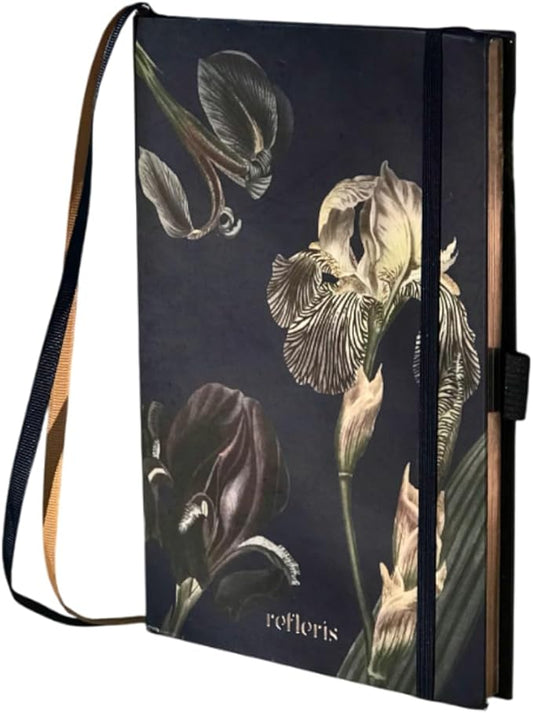 A5 Dotted Journal Bullet Notebook – 120 GSM Thick Paper, Floral Hardcover with Metallic Edges, Pen Loop, 2 Bookmarks, Inner Pocket – Writing Diary for Women, Gifts or Daily Use (Midnight Garden)